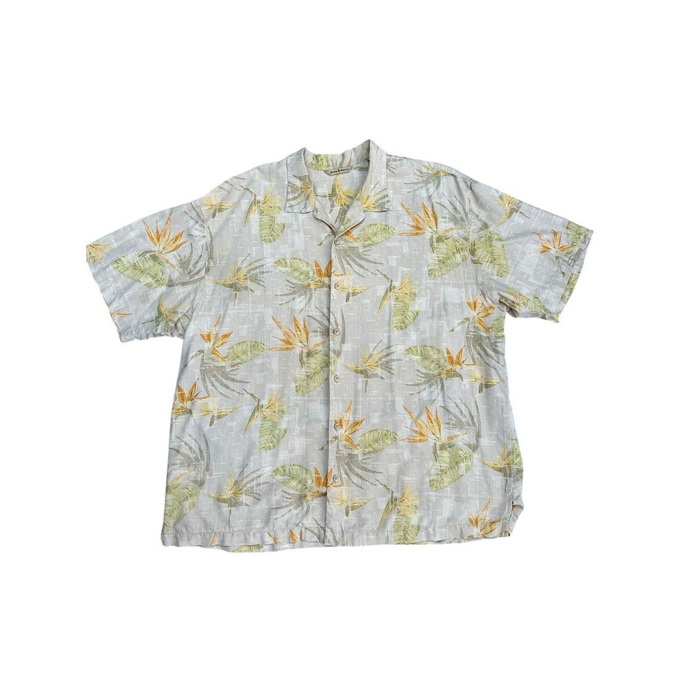 Tommy Bahama 100% Silk Hawaiian Floral Short Sleeve Button Camp Shirt Mens XXL
